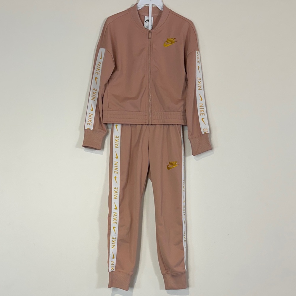 Nike Girls Blush Pink Tracksuit with Gold Accents size S small - two piece set